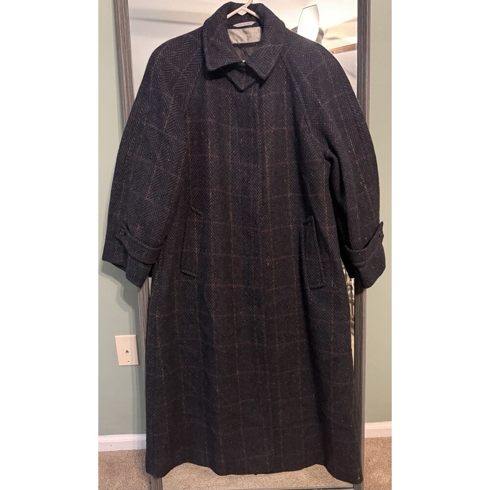 Vintage Evan Picone Italy 100% Wool Coat Long Size 12 Collared Button Front